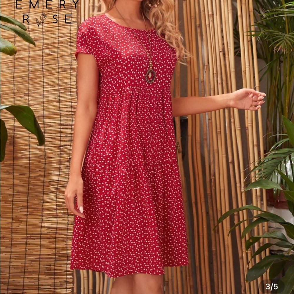 Emery Rose Red Polka Dot Hearts Dress